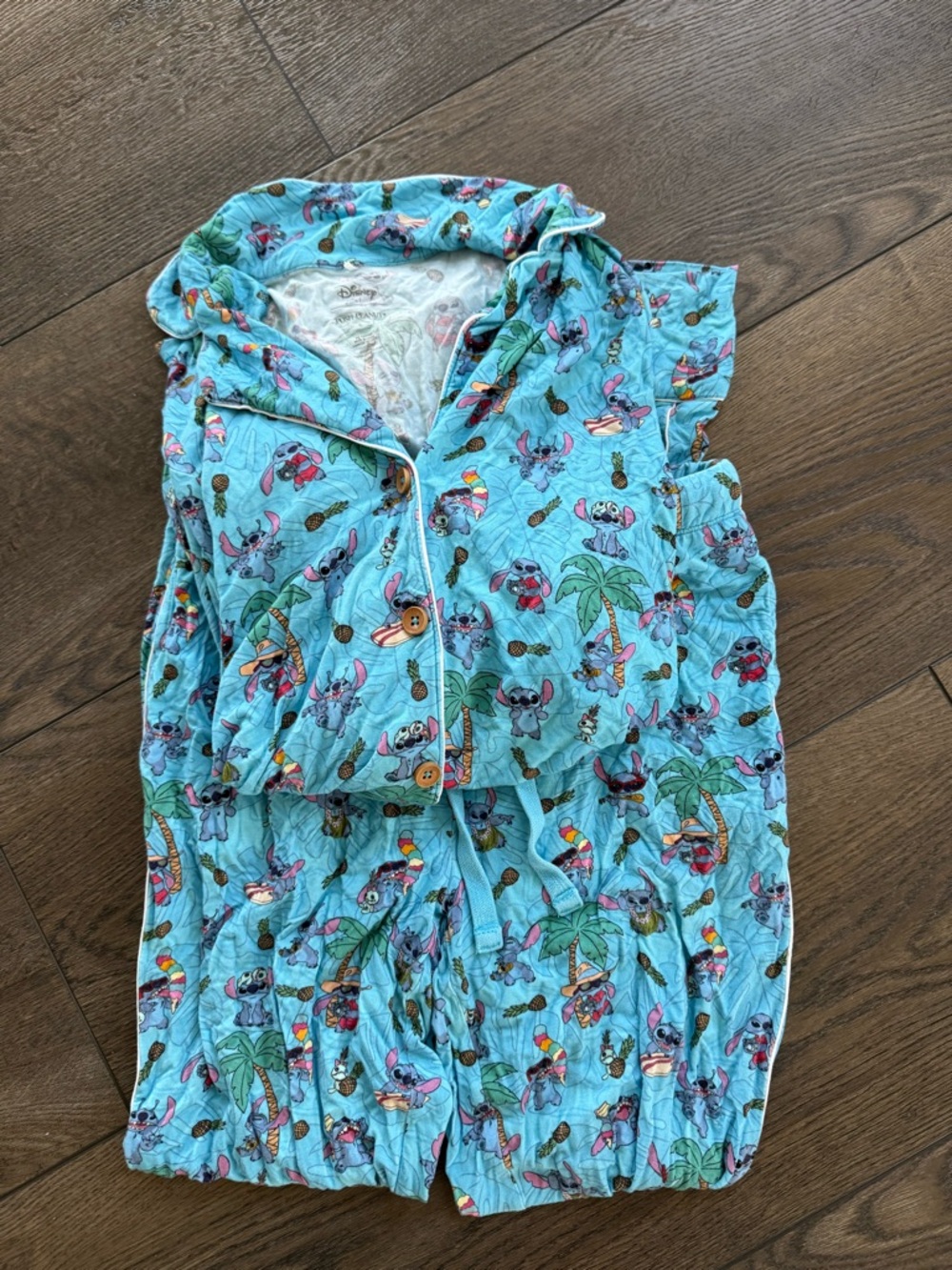 Posh Peanut Disney Stitch Tropical Button-Up Bamboo Pajama Set